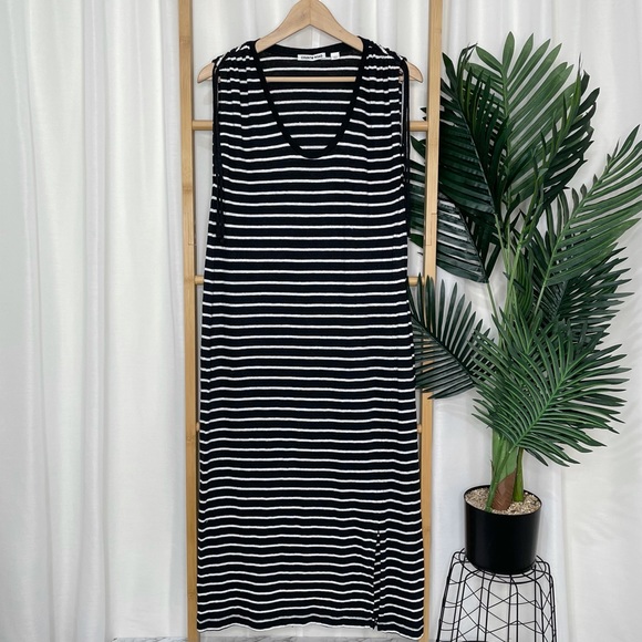 SOLD Country Road Navy Washed Striped Linen Tank Dress - Picture 2 of 9